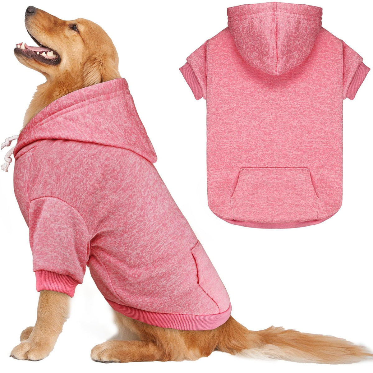 Sudadera QDYU para perros grandes en rosa, tela suave para mayor comodidad en casa.