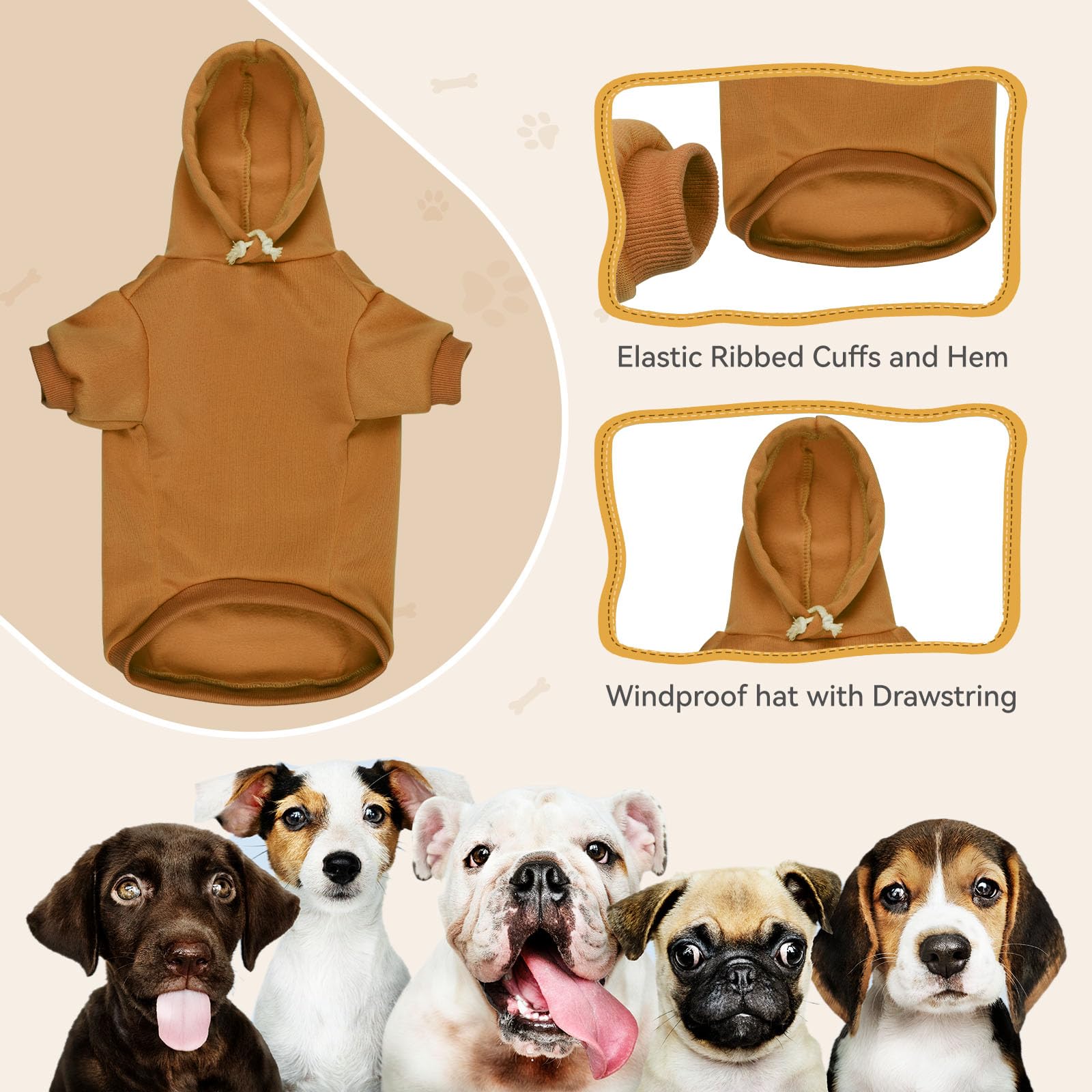 QDYU sudadera para perro medio con capucha y textura felpa suave.