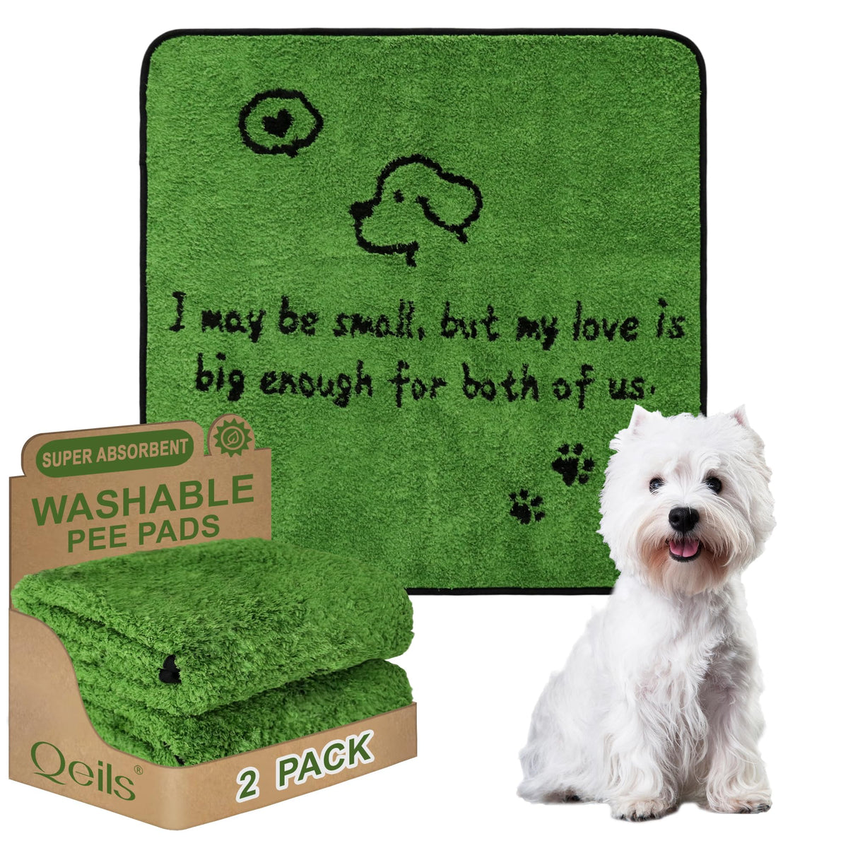 Qeils almohadilla para perros 36x36, vista superior, ideal para entrenamiento y proteger suelos.
