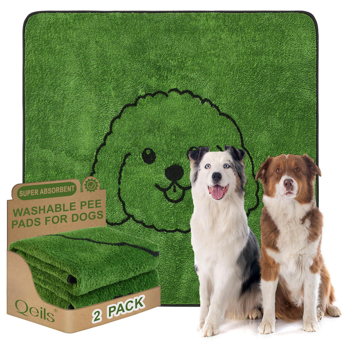 Almohadilla Qeils para perros con diseño de hierba sintética, ideal para entrenamiento en casa.
