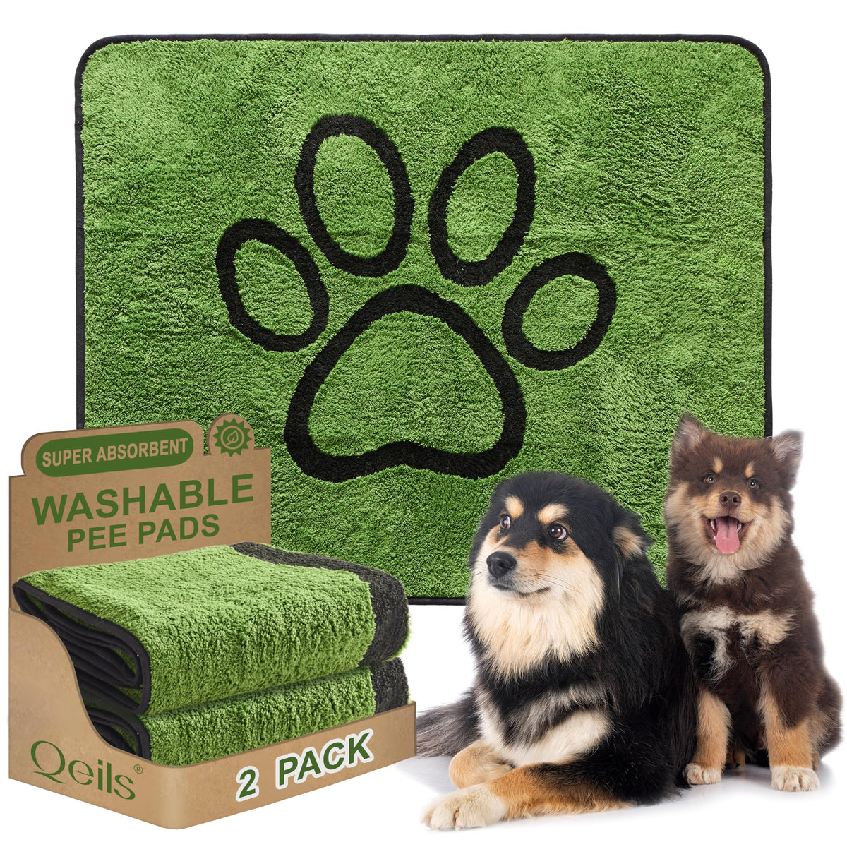 Qeils almohadilla para perros con núcleo ultra absorbente para protección rápida del suelo.