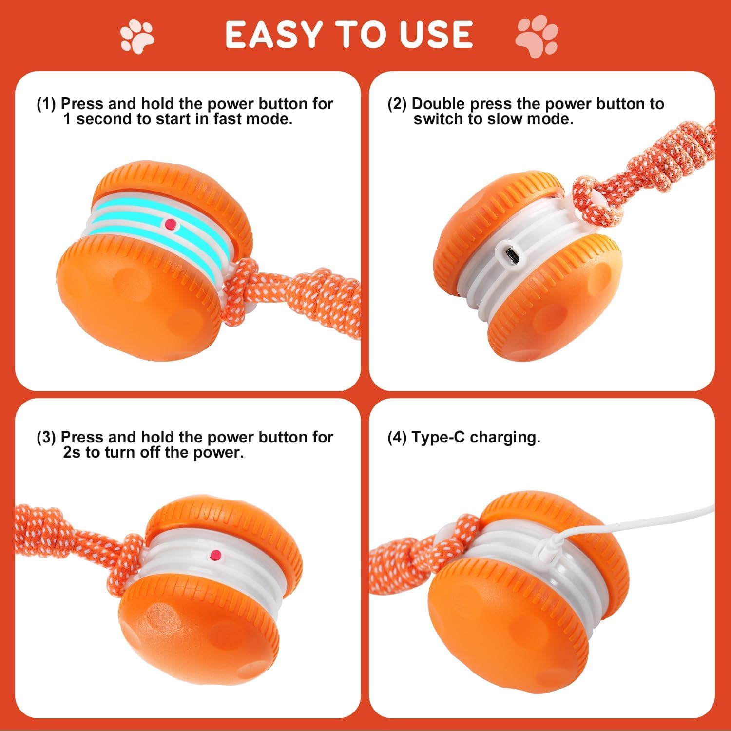QGI juguete naranja interactivo para perros, diseño visible y estimulante