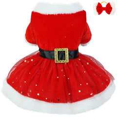 Disfraz navideño Qidelong para perro con vestido de tul, perfecto para fiestas y fotos