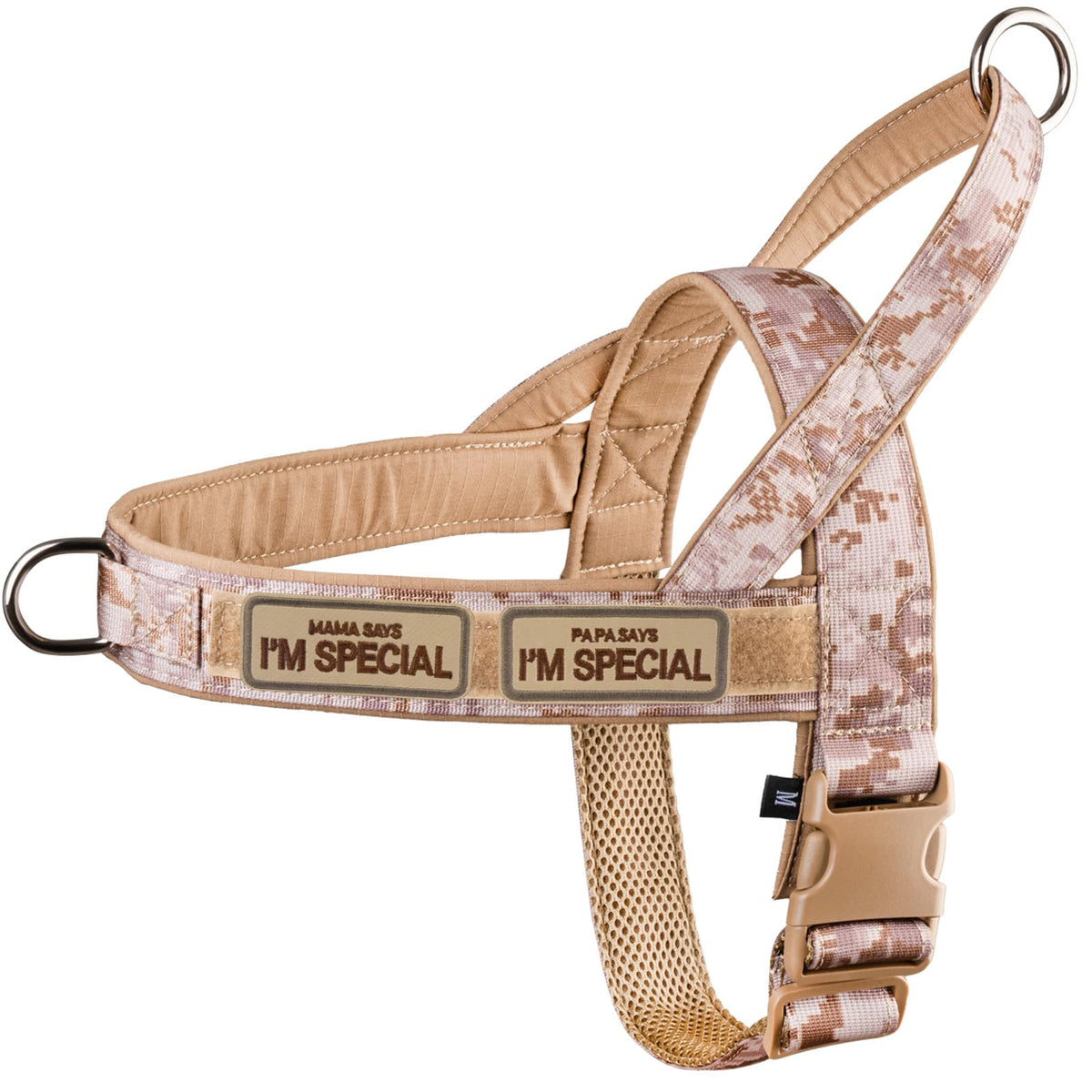 QIFBYFB arnés sin tirones para perro mediano con camuflaje marrón, ideal para paseos diarios