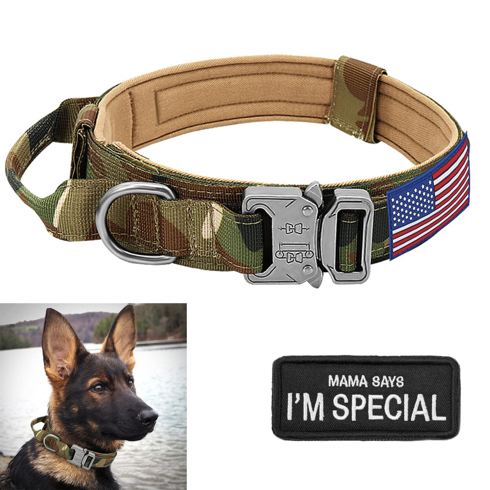 QIFBYFB collar canino táctico con asa ergonómica para entrenamiento.