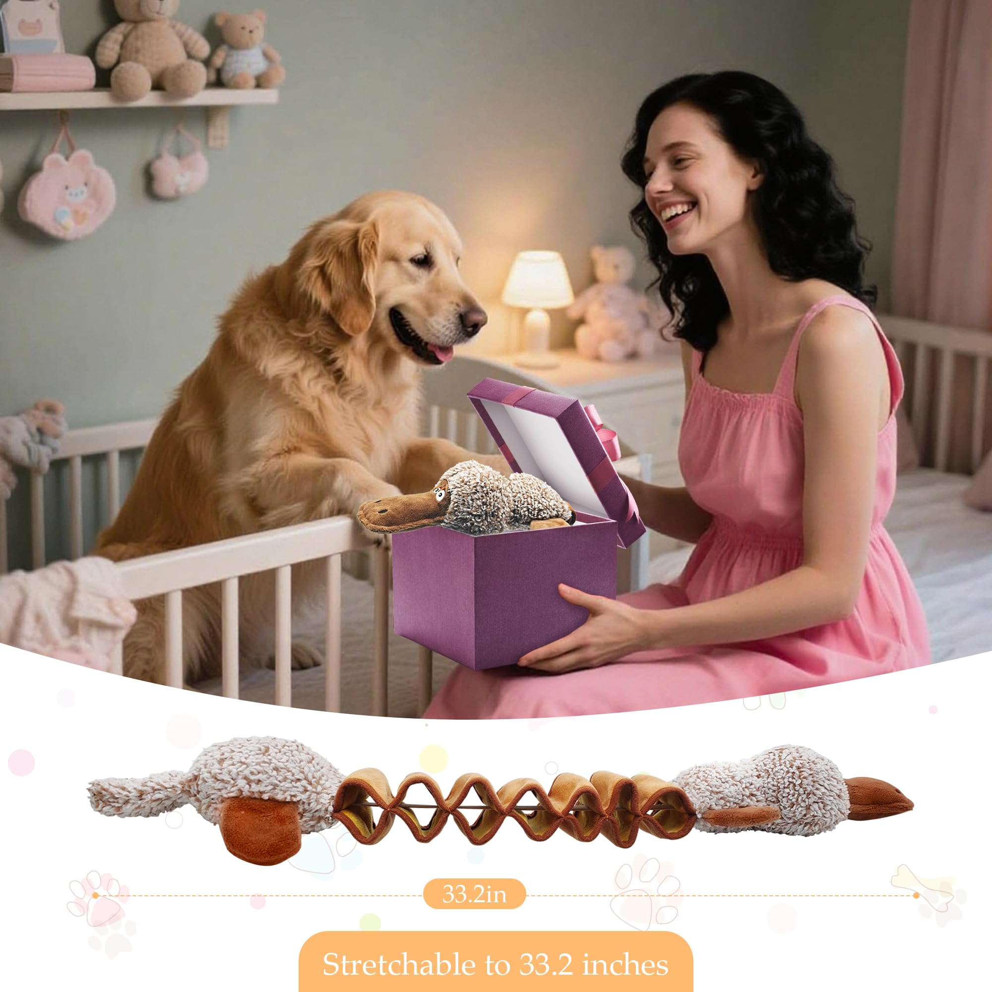 Juguete ornitorrinco duradero en peluche para perros grandes.