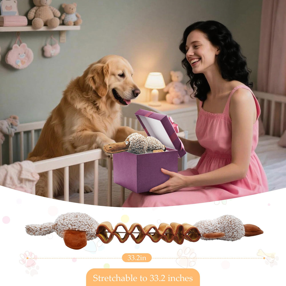 Juguete ornitorrinco duradero en peluche para perros grandes.