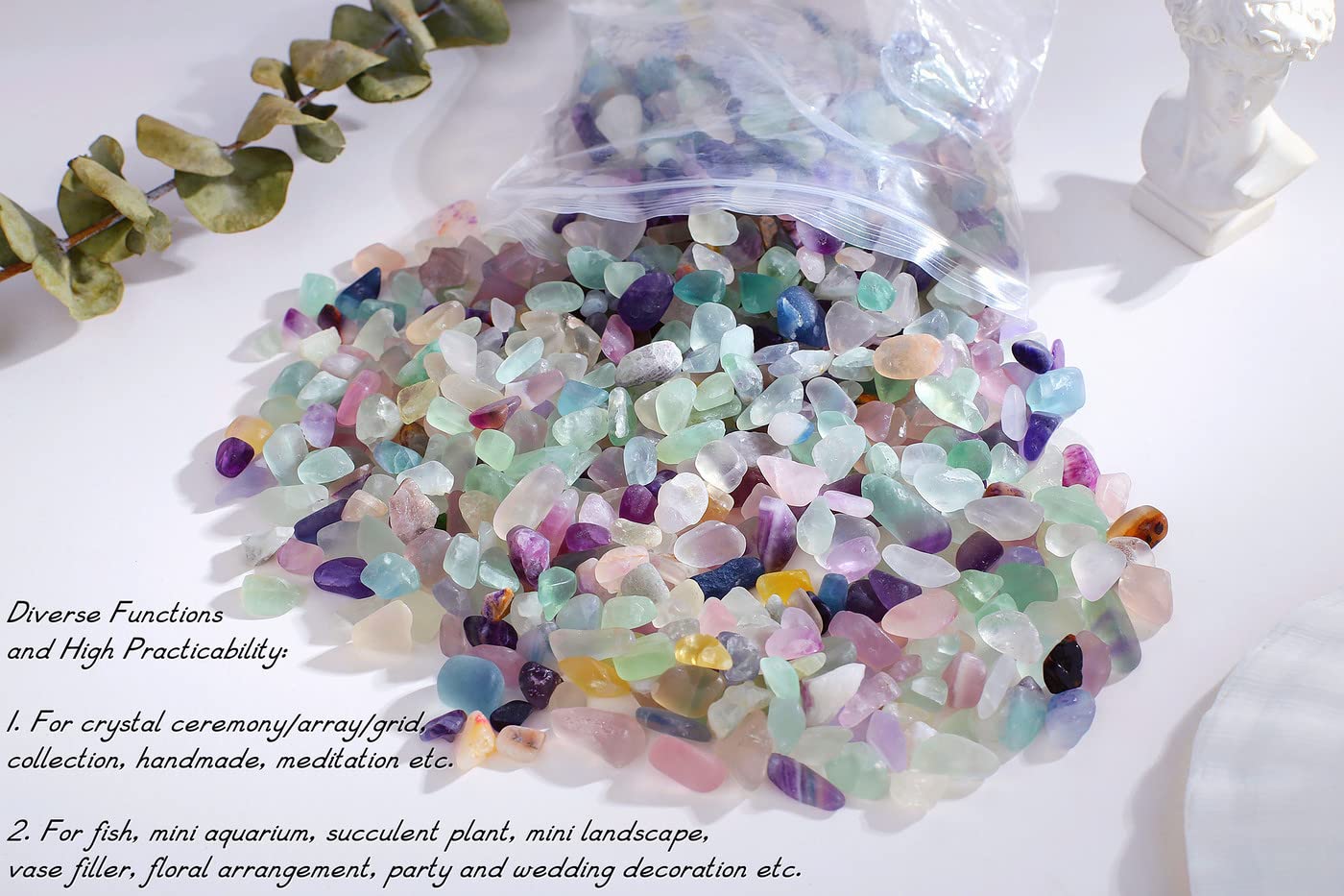 QINJIEJIE fluorita cristales pulidos; ideal para decoraciones y centros de mesa.