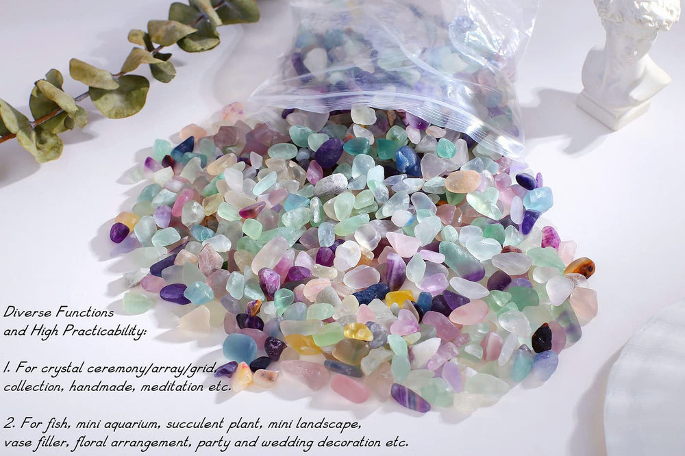 QINJIEJIE fluorita cristales pulidos; ideal para decoraciones y centros de mesa.