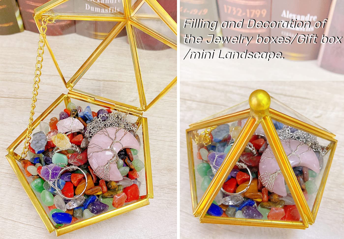 QINJIEJIE relleno de jarrón con piedras cristal para color.