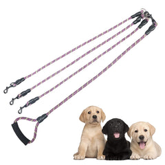 QINKOUDIH correa triple para perros con giro 360 para paseos fluidos.