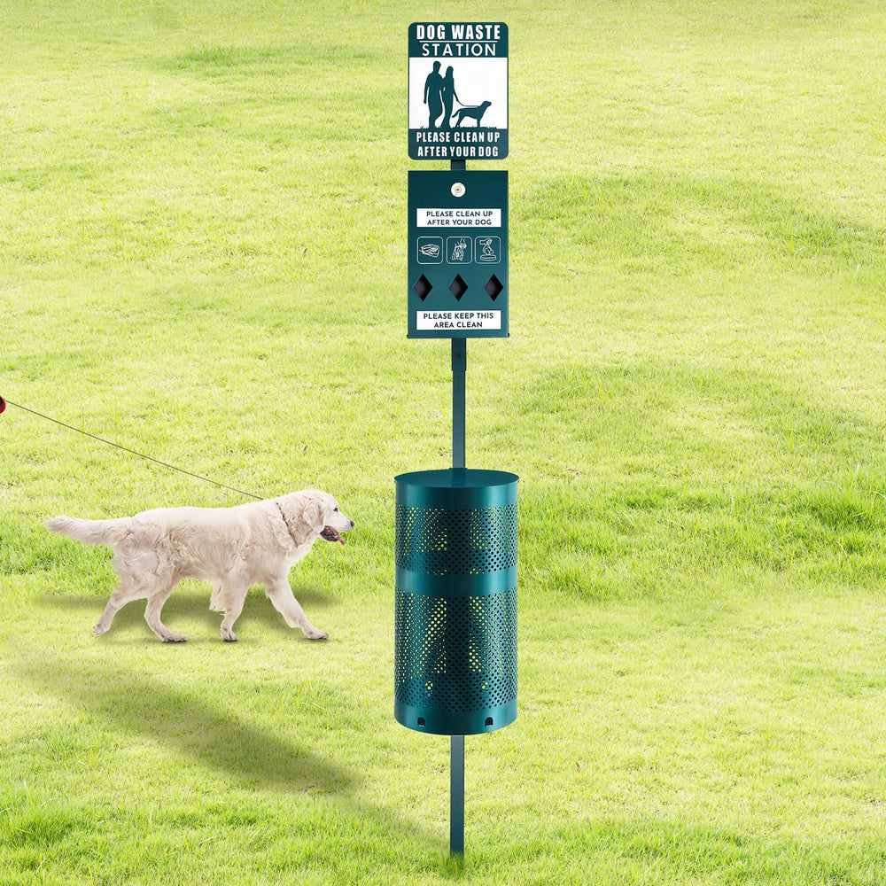Estación de basura para perros Qinyoung en acero galvanizado, duradera para exteriores.