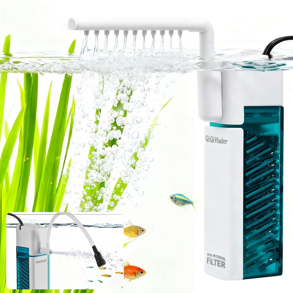 QiQiWader filtro acuario compacto: mejora la circulación y claridad del agua.