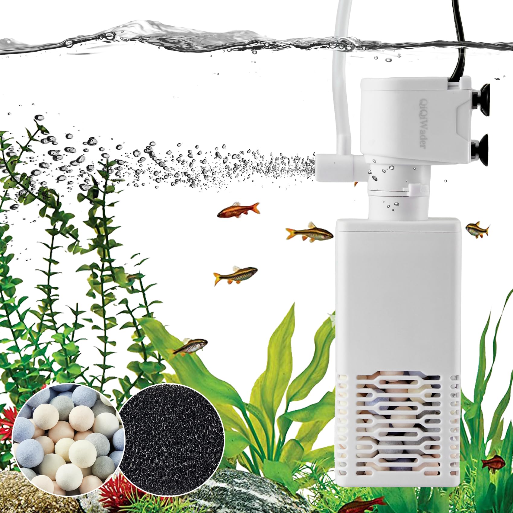 QiQiWader filtro interno para acuario mejora claridad y circulación