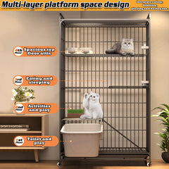 Jaula QJXX para gatos con plataformas ajustables y hamaca incluida.