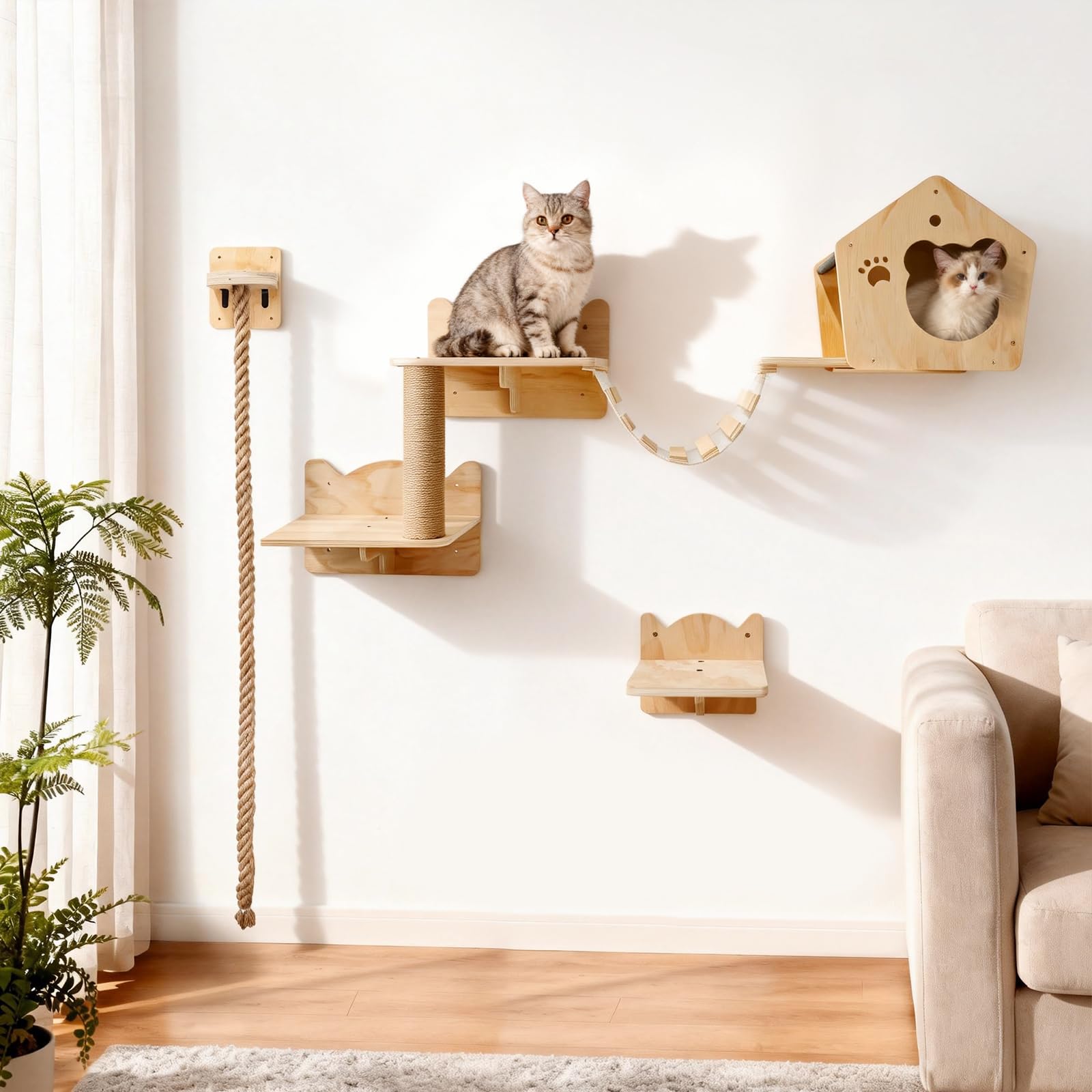 Qlfyuu estanterias pared gatos nivel 1, ideal para trepar y descansar