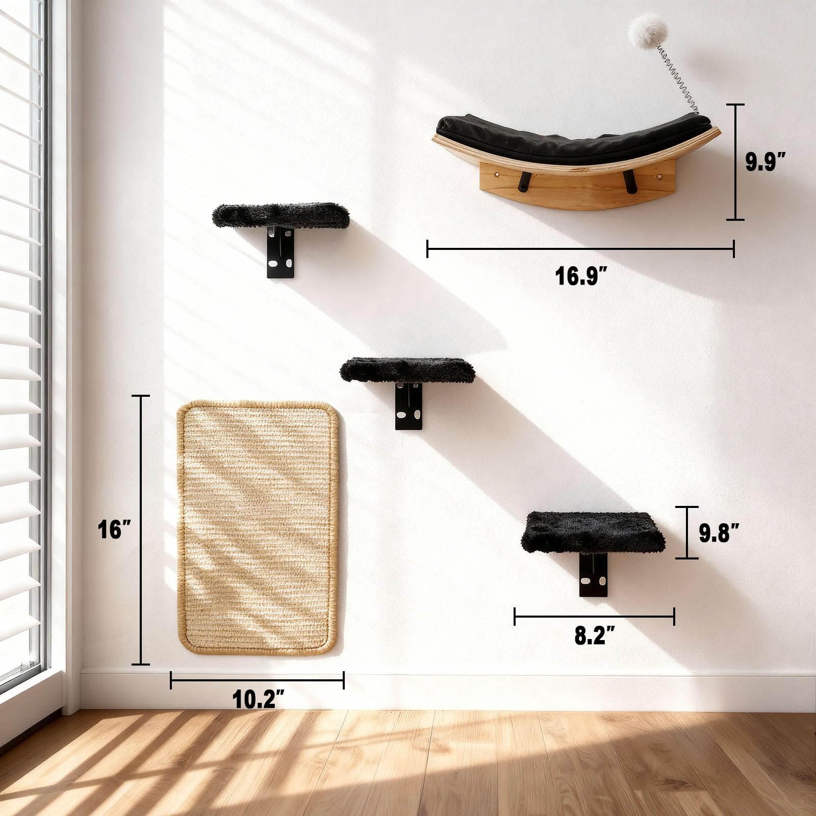Qlfyuu estantes gato pared superficie acolchada para juego suave