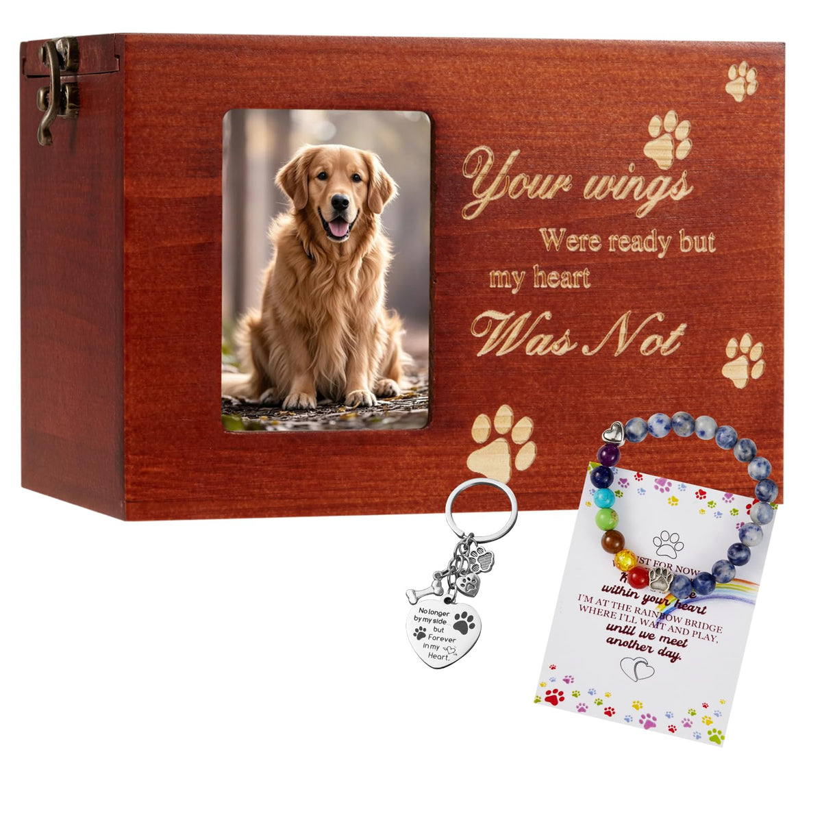 Urna memorial QMoveltyF en madera, ideal para recordar a tu mascota.