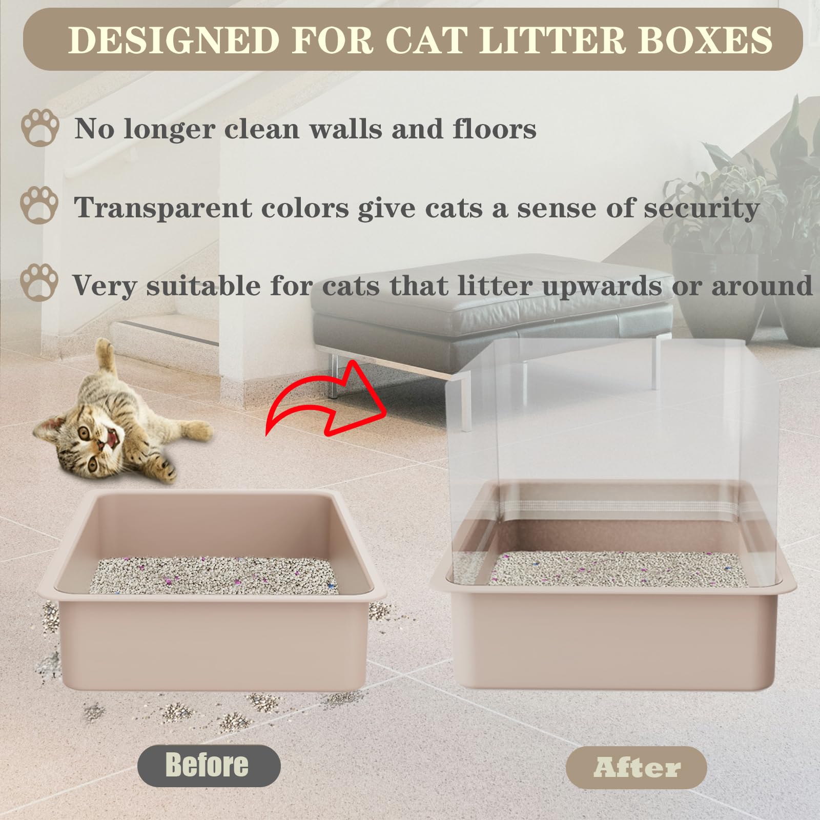 QNBCAA escudos para caja de arena, protección suave para la mascota.