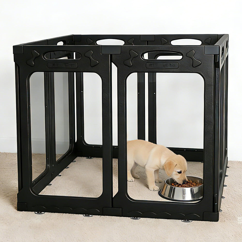 Qoility jaula para perros con puerta, visión 360° para vigilar a tu mascota.