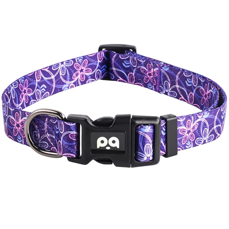 QQPETS collar ajustable con diseño floral rosa multicolor, ideal para paseos diarios