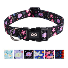QQPETS collar ajustable con diseño floral rosa para paseos diarios