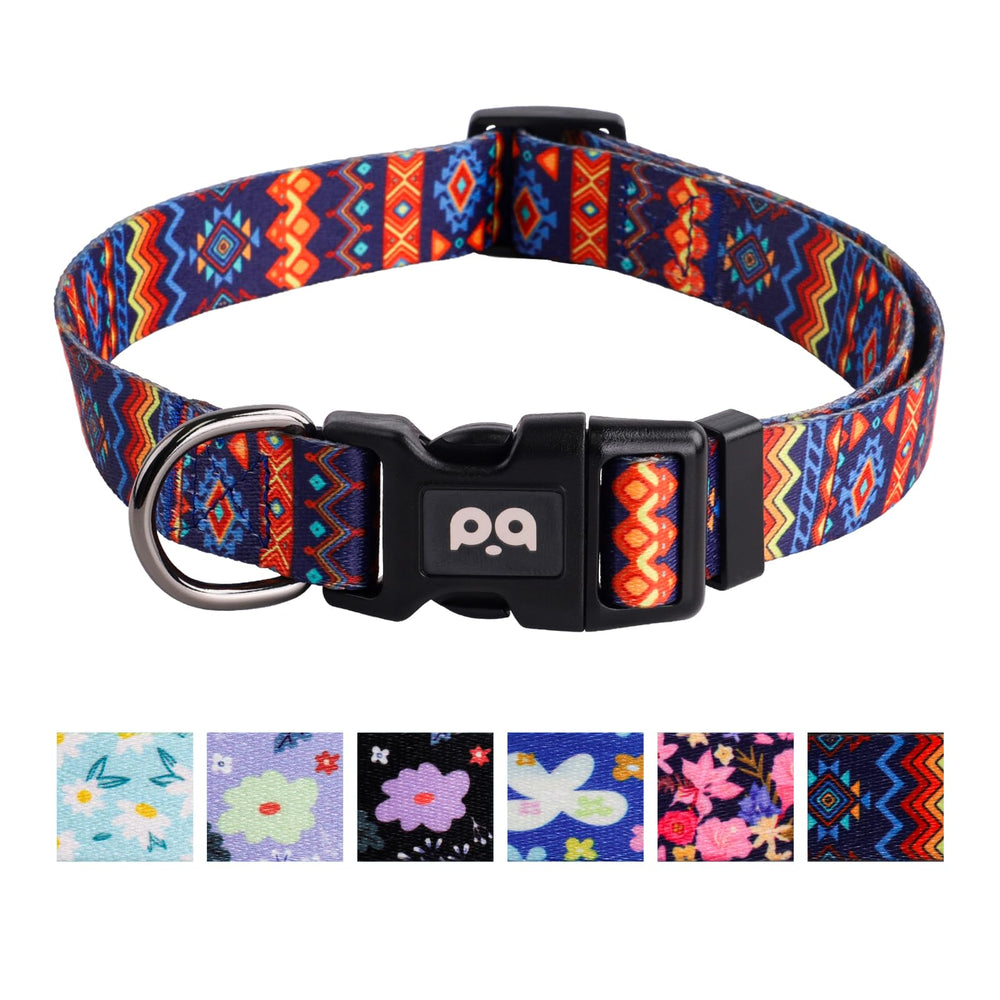 Collar QQPETS ajustable con diseño floral rosa, perfecto para paseos diarios