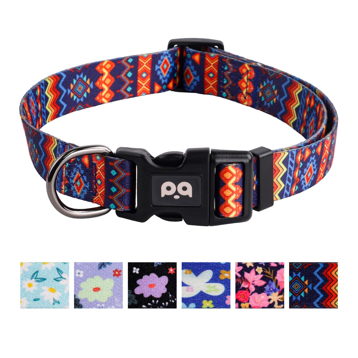 Collar QQPETS ajustable con diseño floral rosa, perfecto para paseos diarios