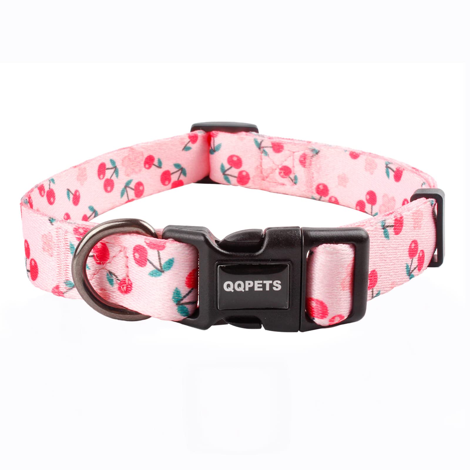 QQPETS collar ajustable con patrón floral rosa multicolor para paseos