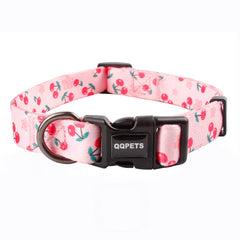 QQPETS collar ajustable con patrón floral rosa multicolor para paseos