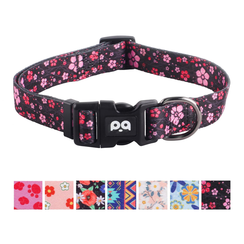 Collar QQPETS ajustable con estampado floral rosa multicolor para paseos