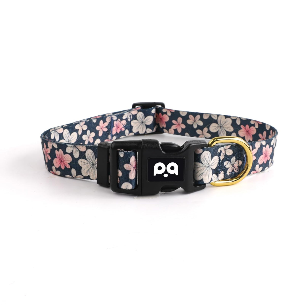 Collar QQPETS ajustable con estampado floral rosa para paseos diarios.