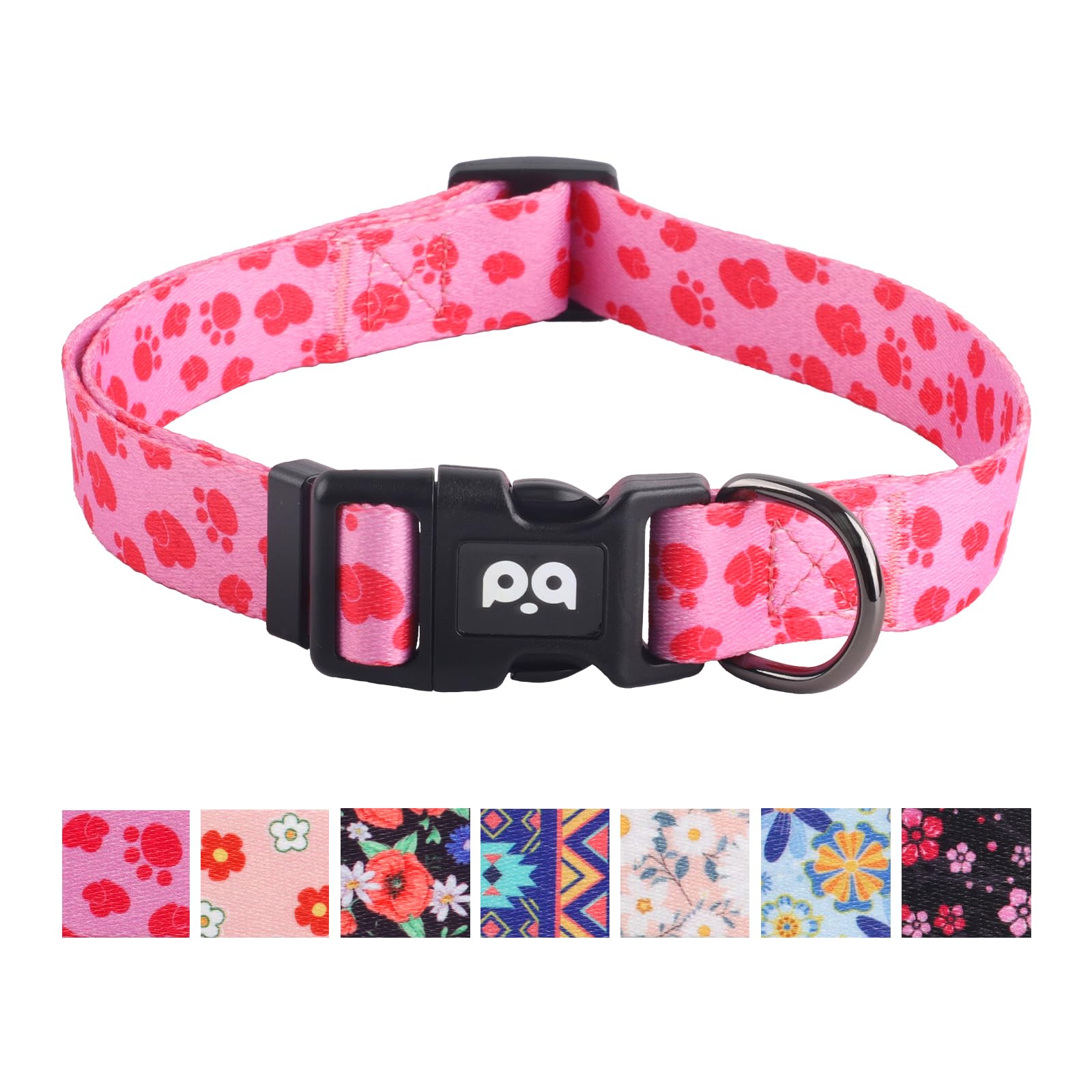 QQPETS collar ajustable con flor rosa multicolor, ideal para paseos