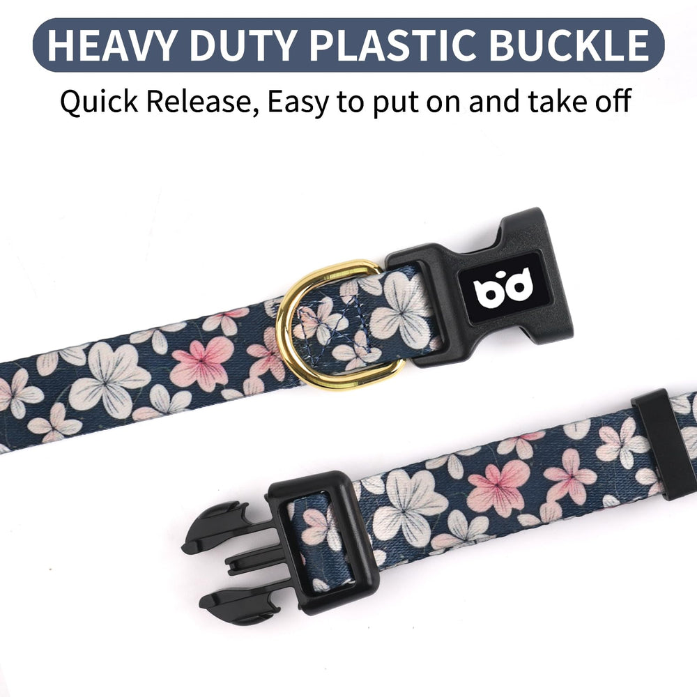 QQPETS collar floral rosa para perros, ajuste cómodo y seguro.