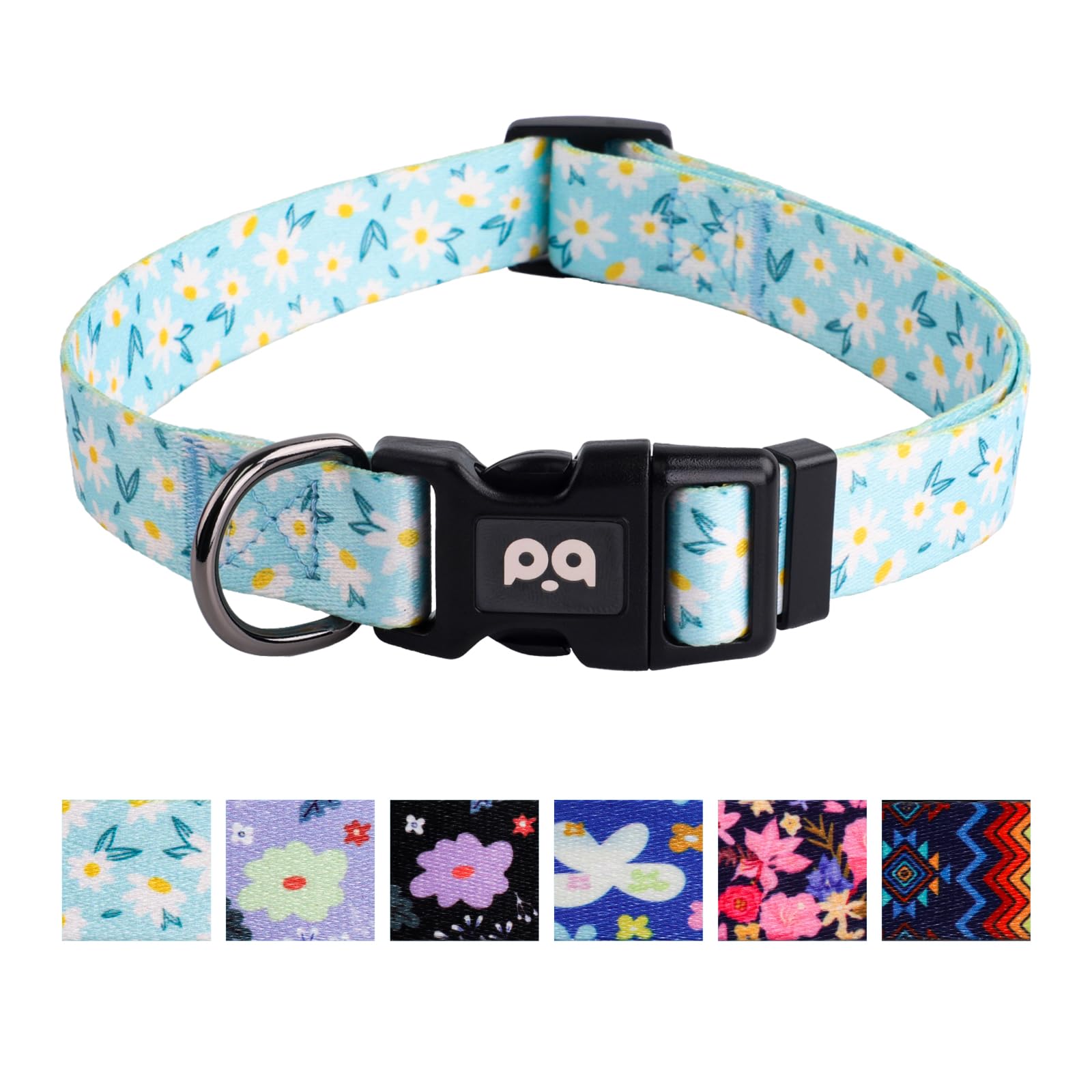 QQPETS collar perro con estampado floral rosa multicolor, facilita localizarlo durante el paseo