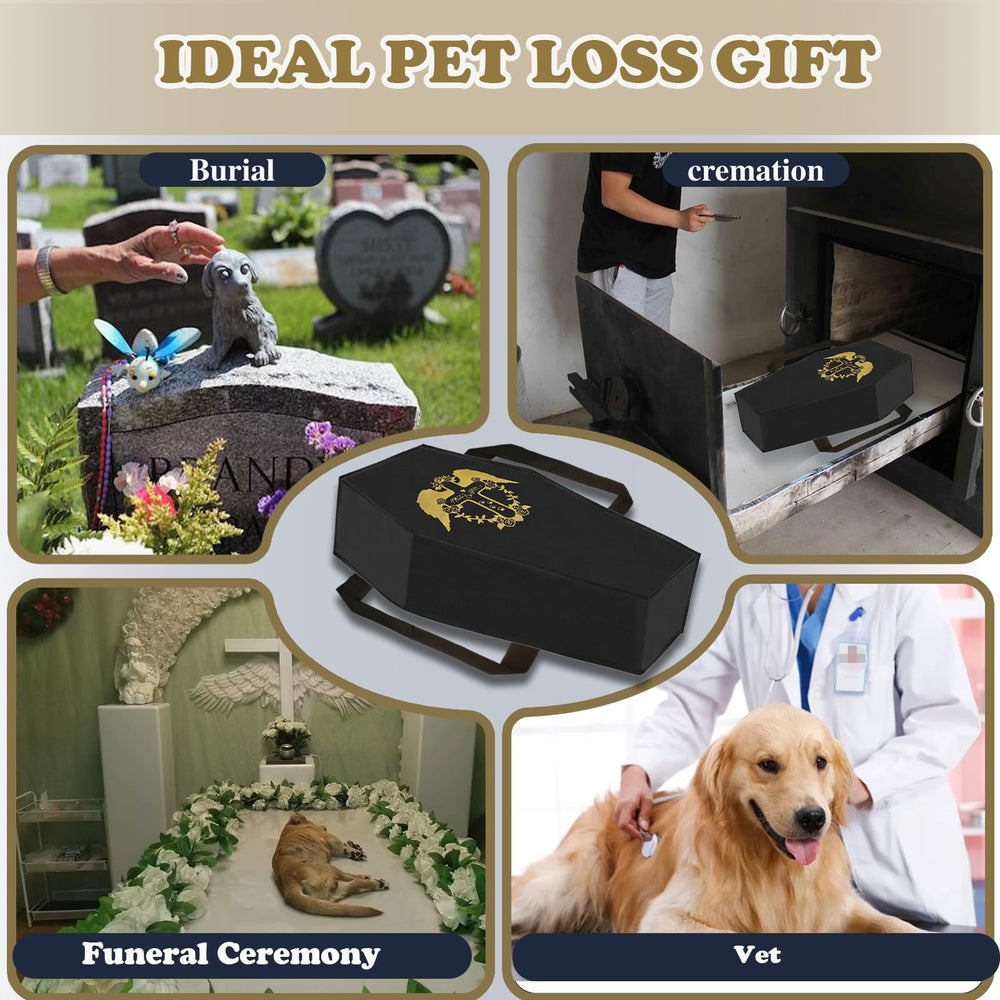 QQW bolsa funeraria mascotas negra con decoraciones personalizadas para homenaje