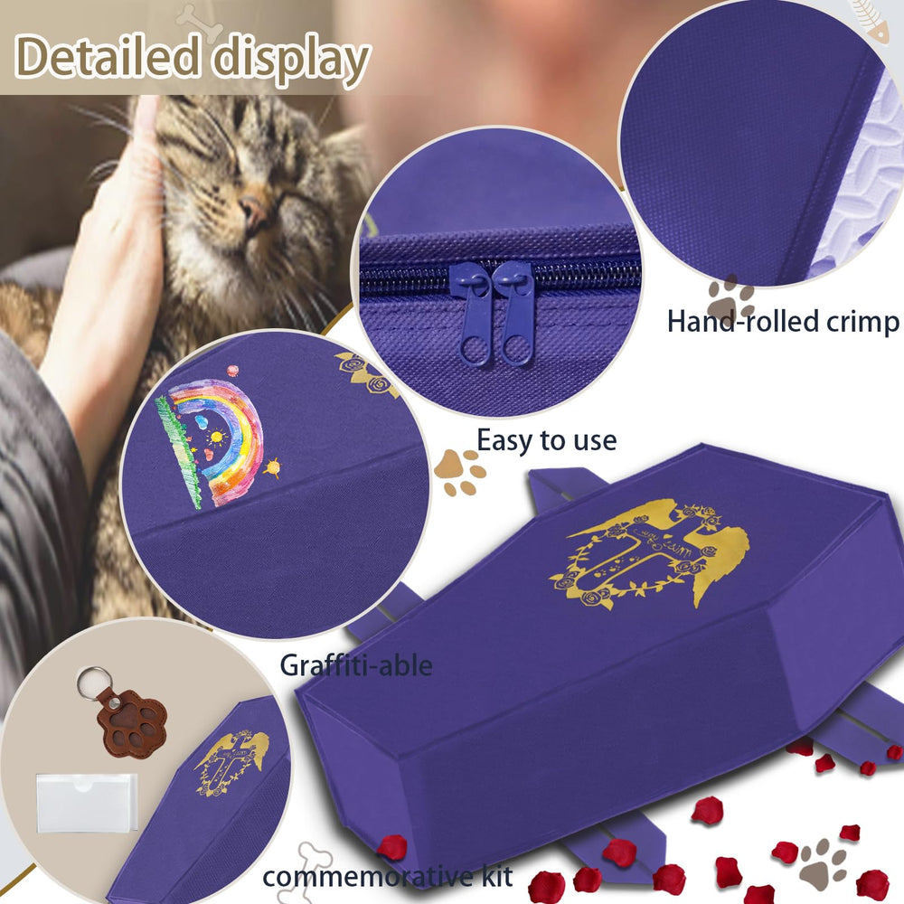 QQW bolsa funeraria para mascotas, interior espacioso, admite juguetes y mantas.