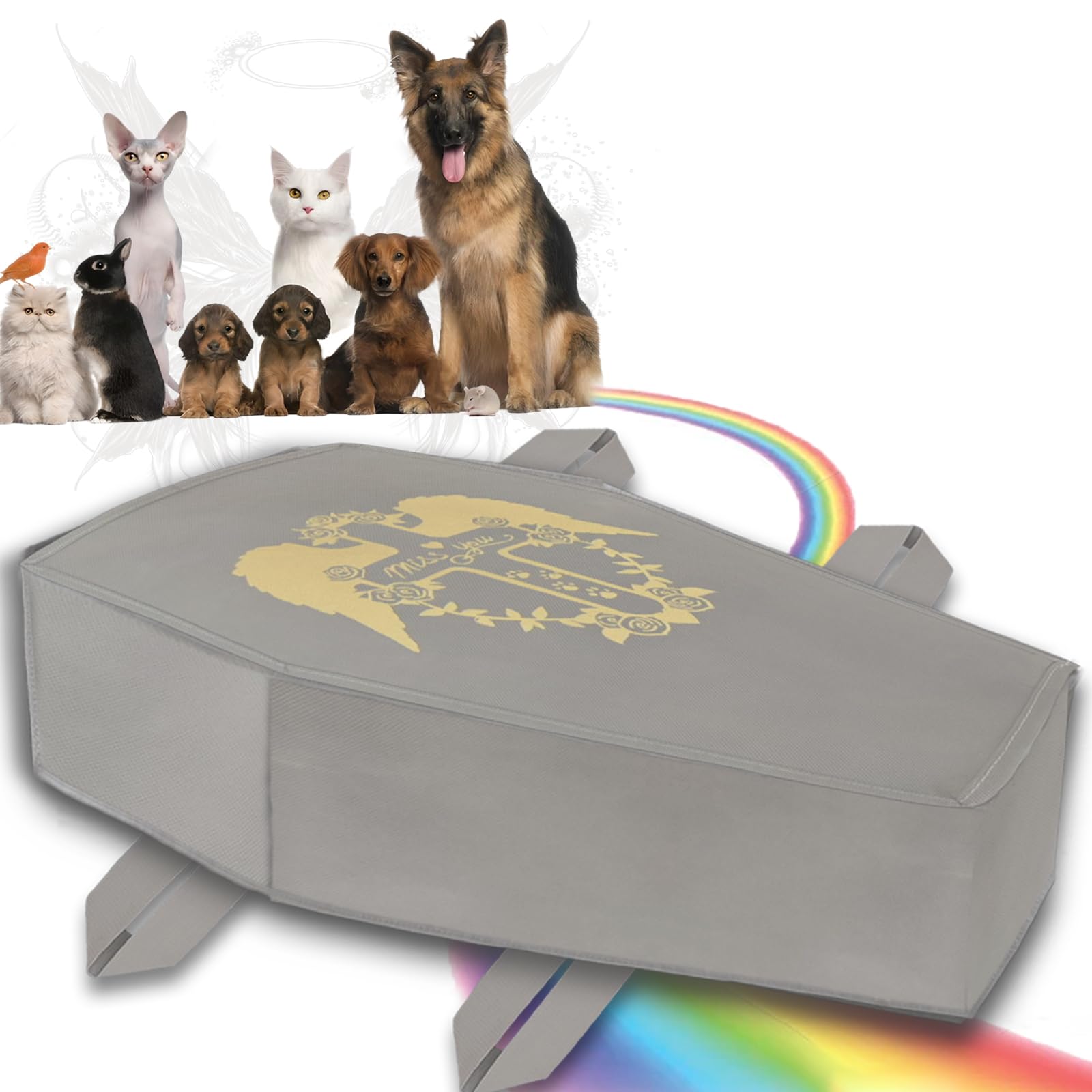 QQW bolsa funeraria mascotas manijas reforzadas: transporte estable y seguro
