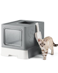 Qualasision arenero caja entrada superior, cómodo para gatos grandes y fácil salida.