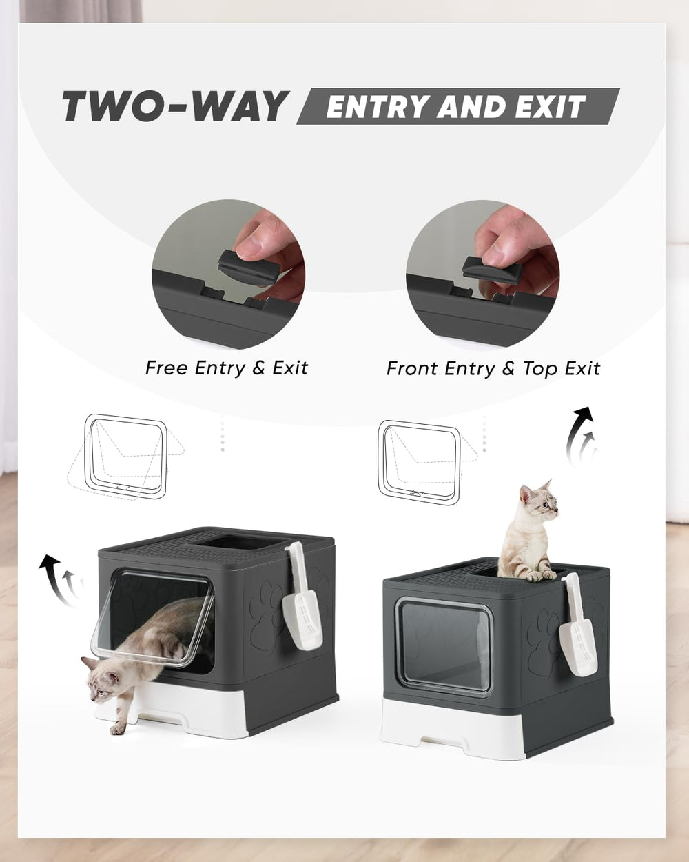 Qualasision caja de arena cerrada con clip ajustable para entrada única