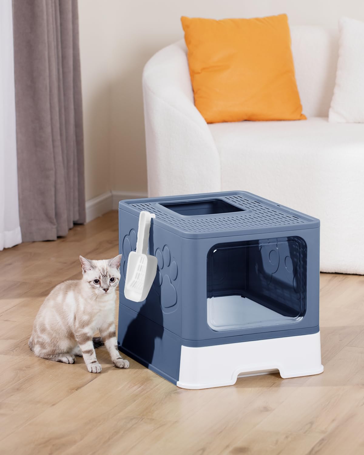 Qualasision caja de arena cubierta azul base sellada evita fugas