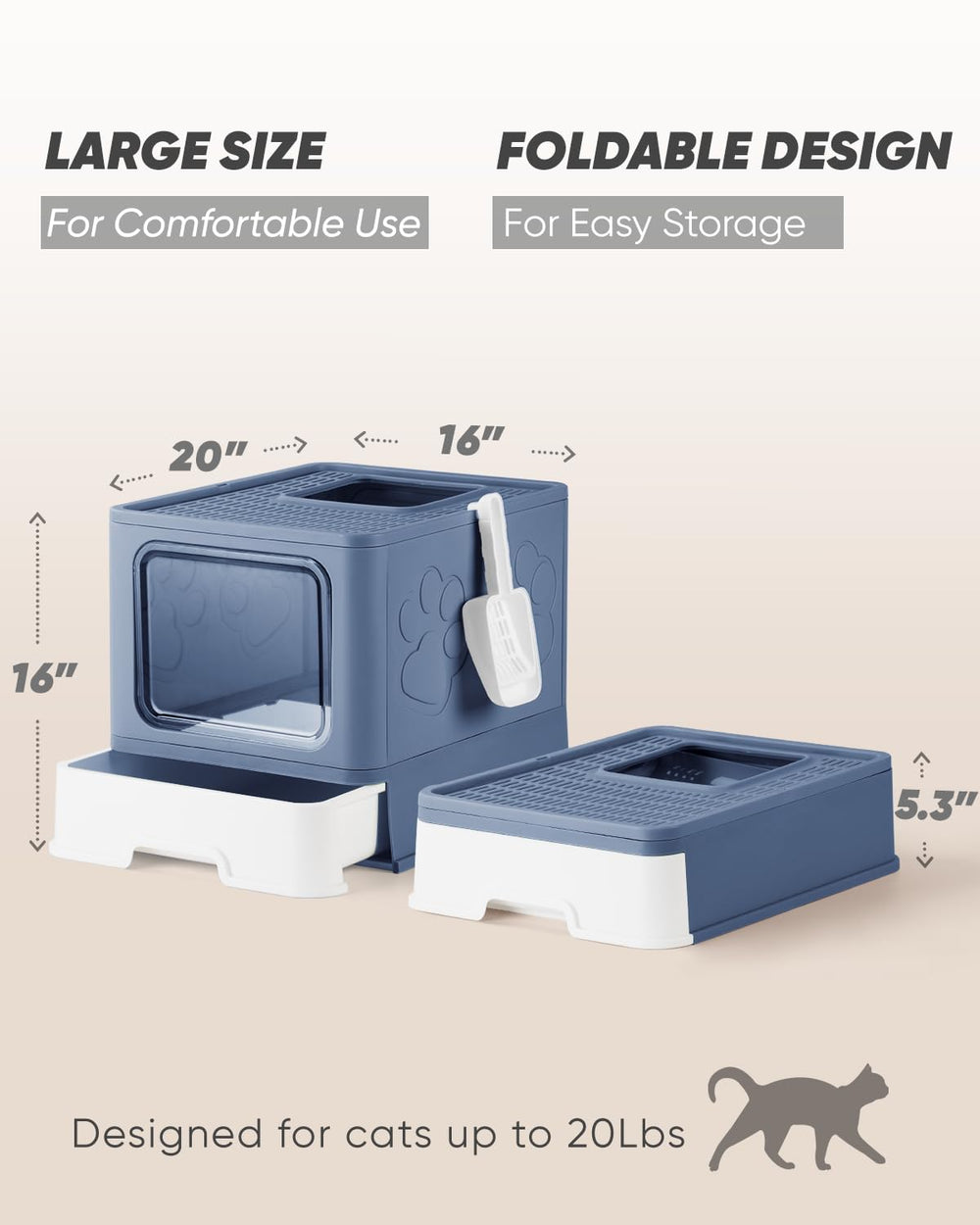 Qualasision caja de arena cubierta azul diseño plegable para almacenamiento