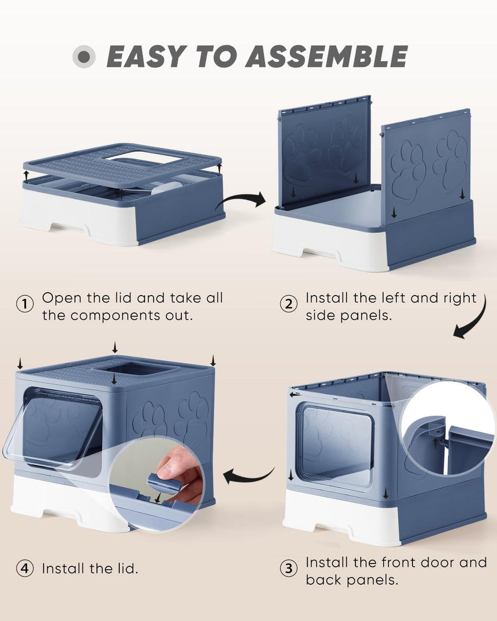 Qualasision caja de arena cubierta azul tapa perforada reduce salpicaduras