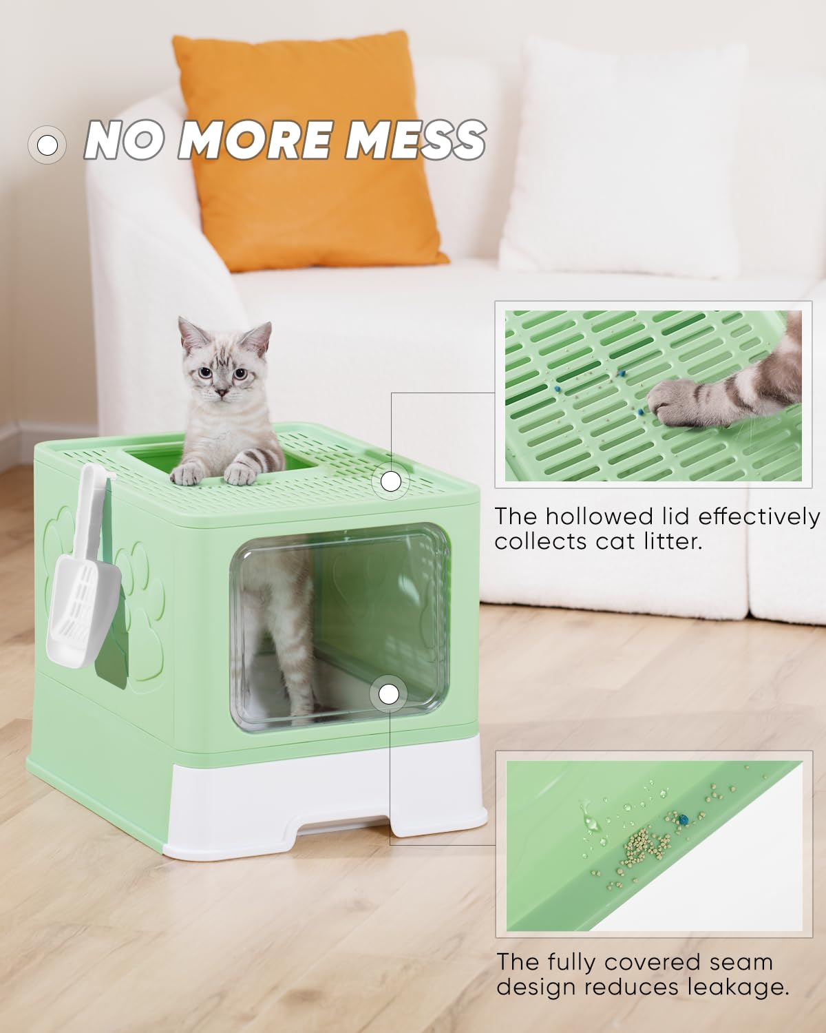 Qualasision interior amplio para gatos grandes que requieren más espacio.