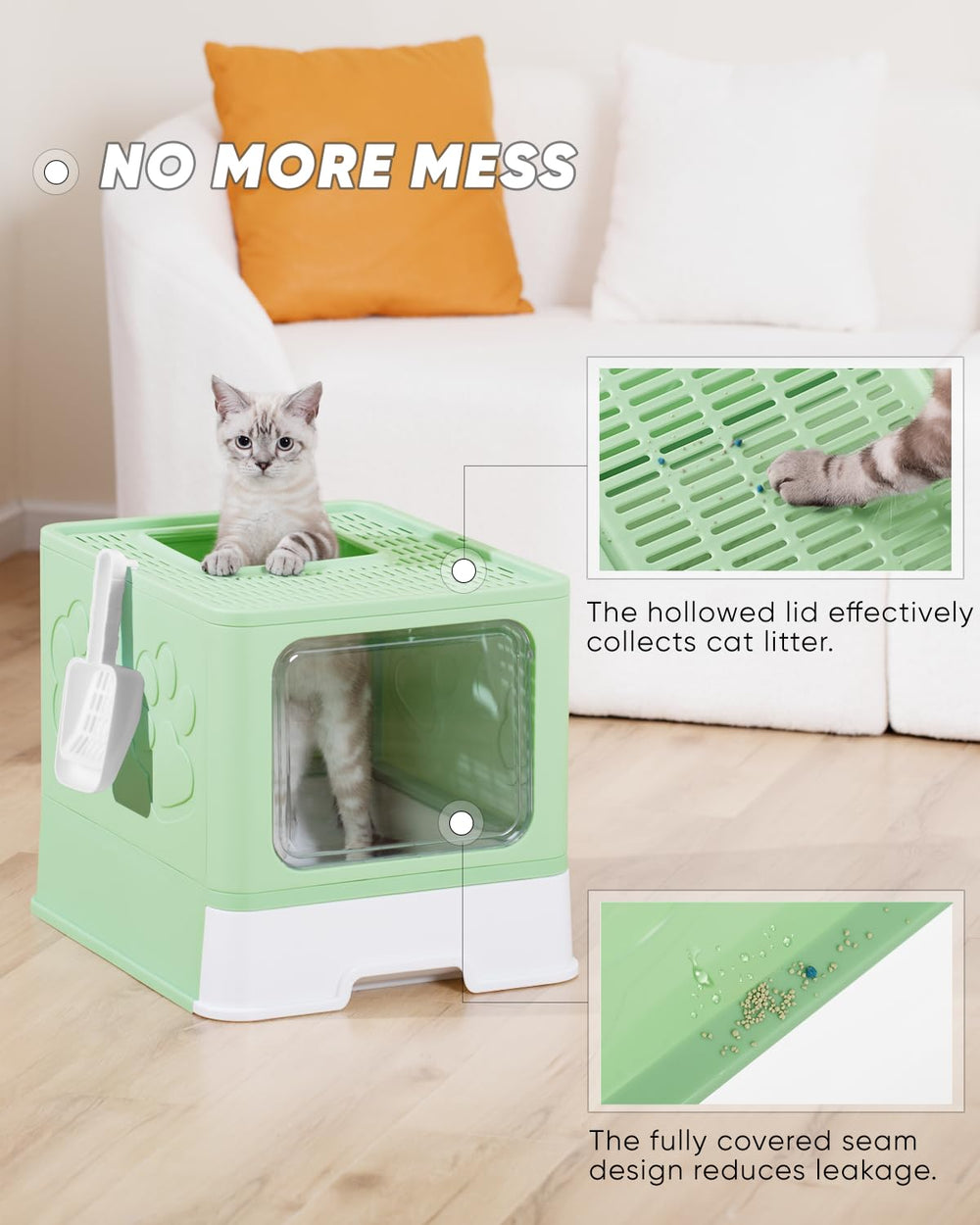 Qualasision interior amplio para gatos grandes que requieren más espacio.