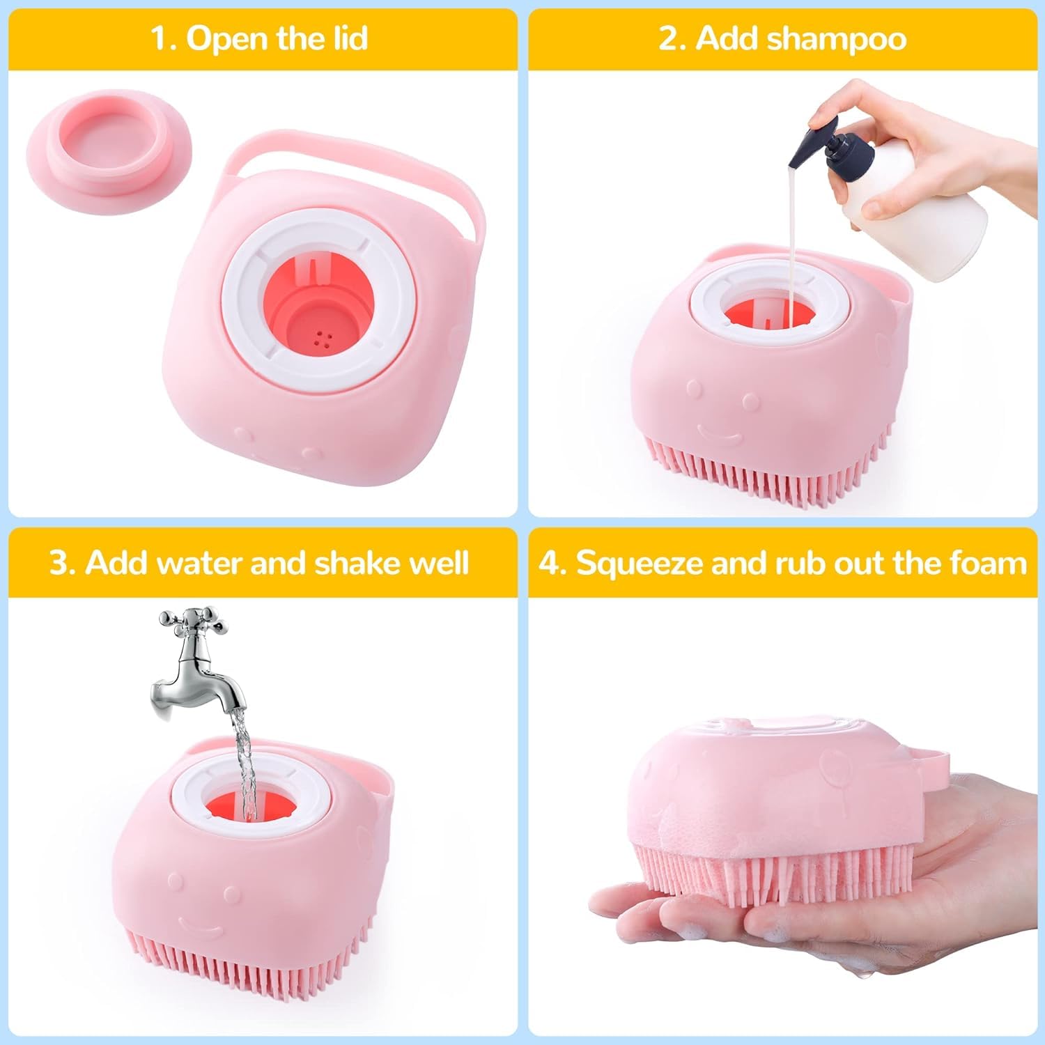 Qubccum kit grooming, cepillo baño para masaje relajante