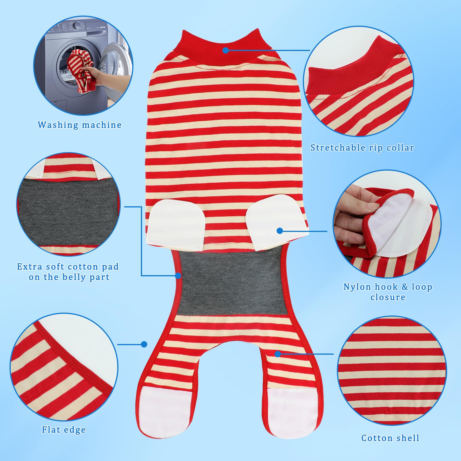 Quearn dos estilos de camiseta de recuperación para perros, diseño versátil y cómodo para diferentes etapas.