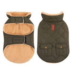 Queenmore abrigo para perro, vista frontal, calor y protección en paseos fríos.