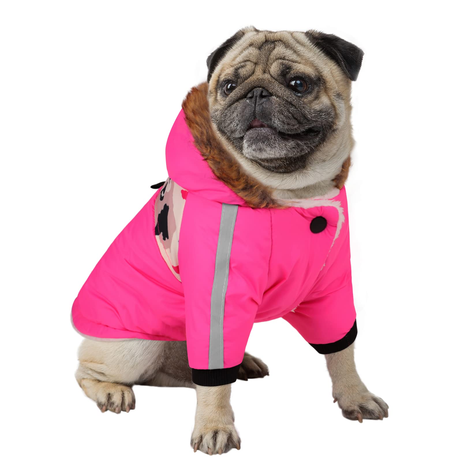 Queenmore abrigo perro invierno camuflado frontal para mayor comodidad.
