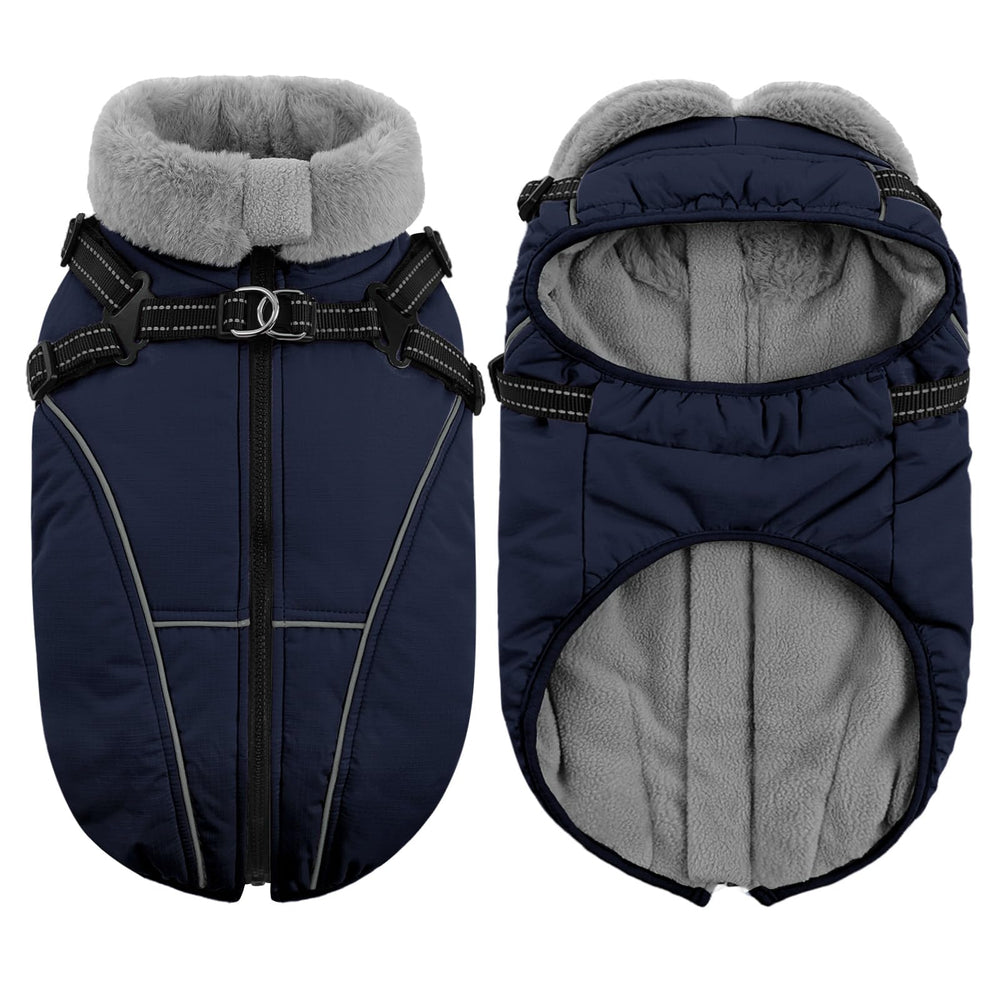 Queenmore capa azul marino de diseño elegante para perros.